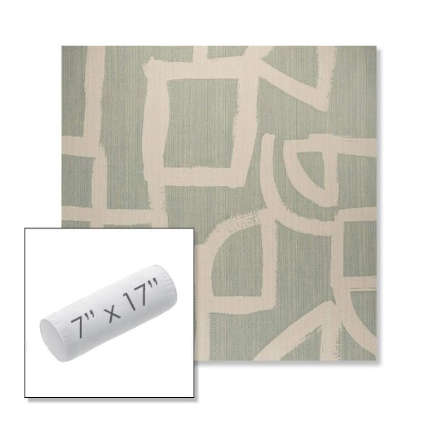 Picture of Brushstroke Duckegg | 7" x 17" Outdoor Bolster Pillow Sunbrella® Fabric