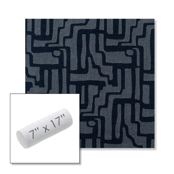 Picture of Escher Indigo | 7" x 17" Outdoor Bolster Pillow Sunbrella® Fabric