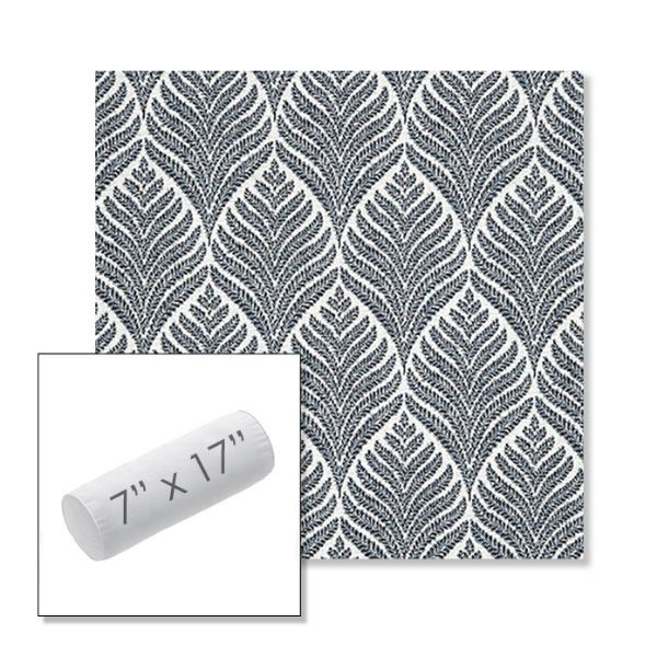 Picture of Linnaeus Indigo | 7" x 17" Outdoor Bolster Pillow Sunbrella® Fabric