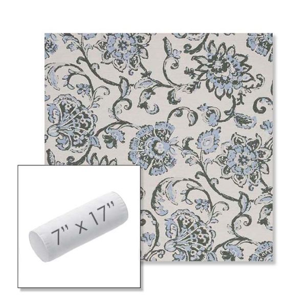 Picture of Martha Floral Periwinkle | 7" x 17" Outdoor Bolster Pillow Sunbrella® Fabric