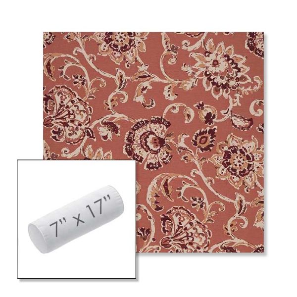 Picture of Martha Floral Rose Vine | 7" x 17" Outdoor Bolster Pillow Sunbrella® Fabric