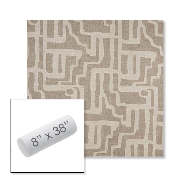 Picture of Escher Greige | 8" x 38" Outdoor Bolster Pillow Sunbrella® Fabric