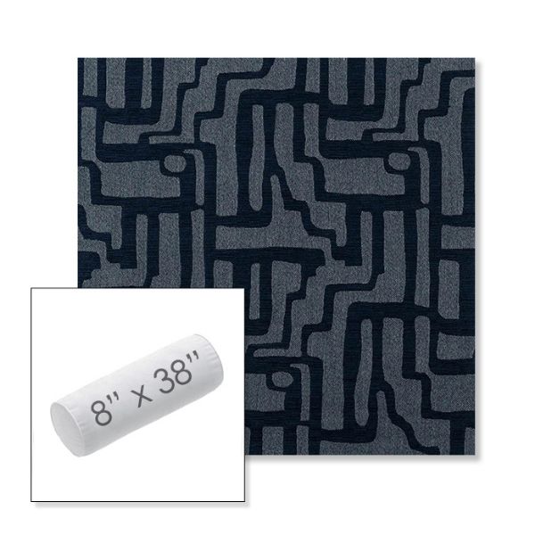 Picture of Escher Indigo | 8" x 38" Outdoor Bolster Pillow Sunbrella® Fabric