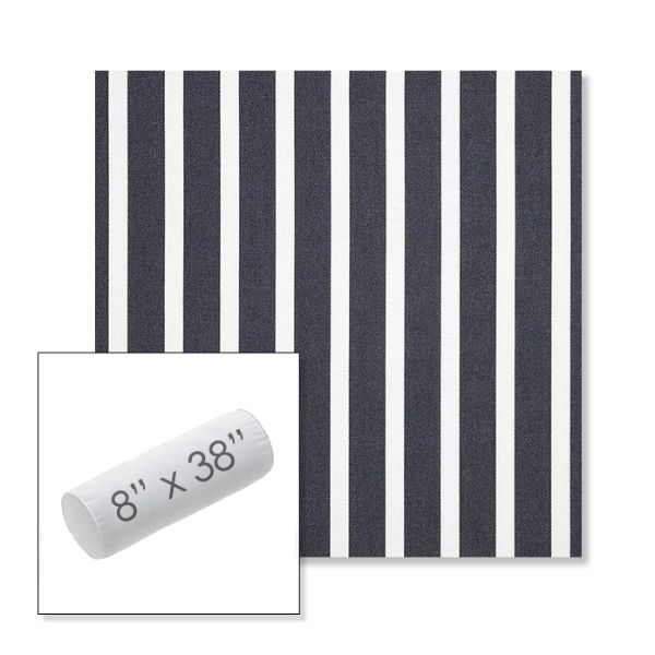 Picture of Shore Navy | 8" x 38" Outdoor Bolster Pillow Sunbrella® Fabric