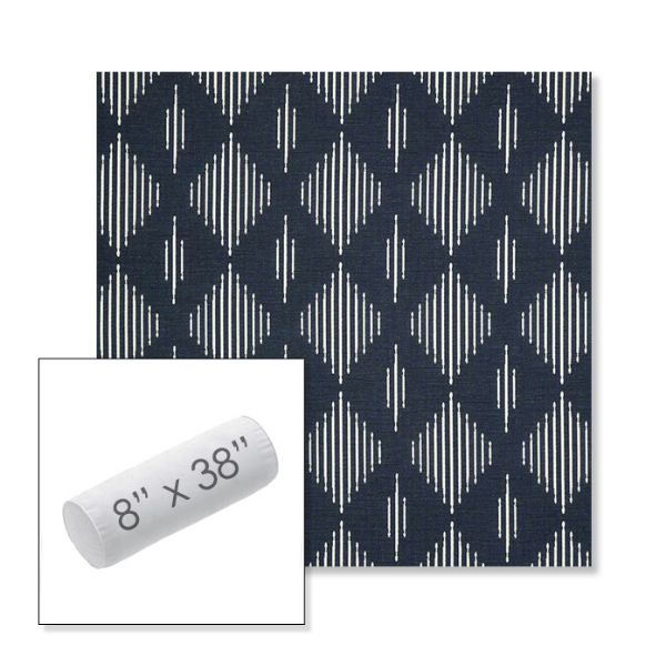 Picture of Spinner Diamond Midnight | 8" x 38" Outdoor Bolster Pillow Sunbrella® Fabric