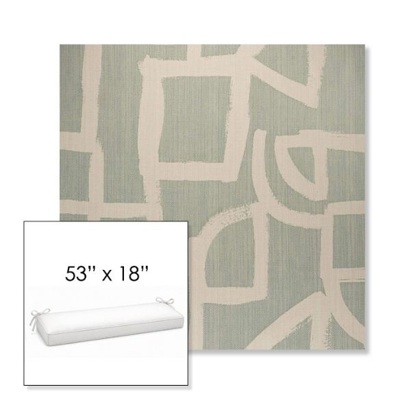 Picture of Brushstroke Duckegg | Sunbrella® 53" x 18" Outdoor Bench Cushion