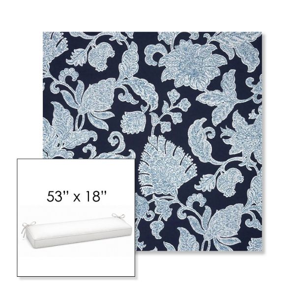 Picture of Floral Song Navy | Sunbrella® 53" x 18" Outdoor Bench Cushion