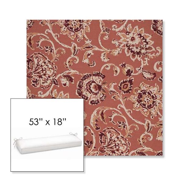 Picture of Martha Floral Rose Vine | Sunbrella® 53" x 18" Outdoor Bench Cushion
