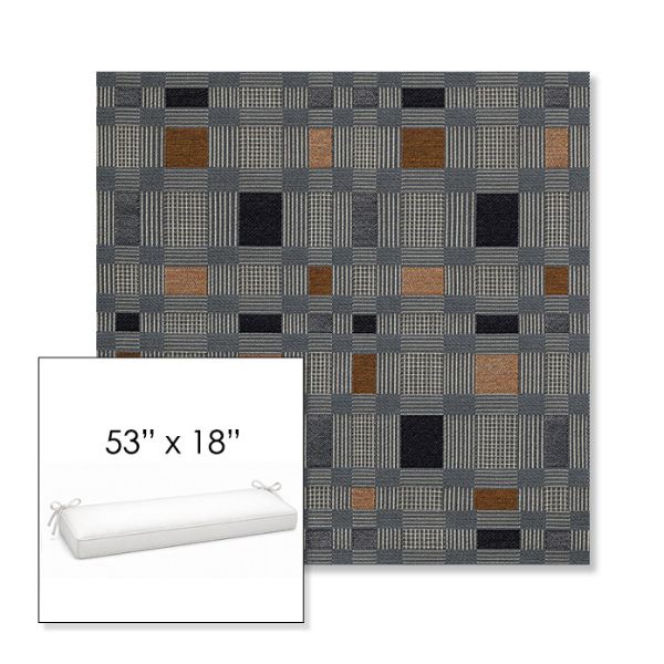 Picture of Rubix Vintage Denim | Sunbrella® 53" x 18" Outdoor Bench Cushion