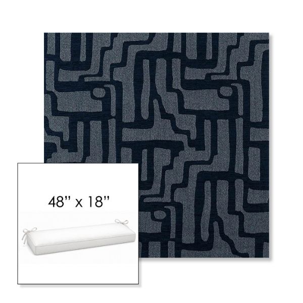 Picture of Escher Indigo | Sunbrella® 48" x 18" Outdoor Bench Cushion