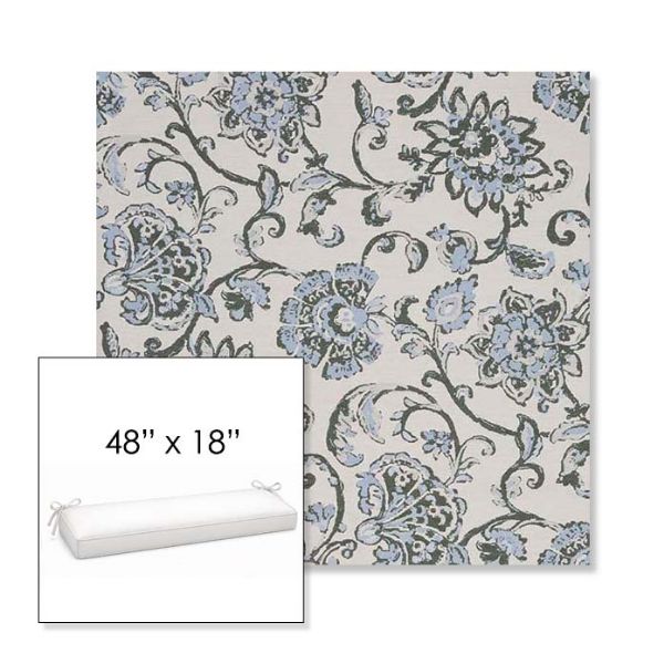 Picture of Martha Floral Periwinkle | Sunbrella® 48" x 18" Outdoor Bench Cushion