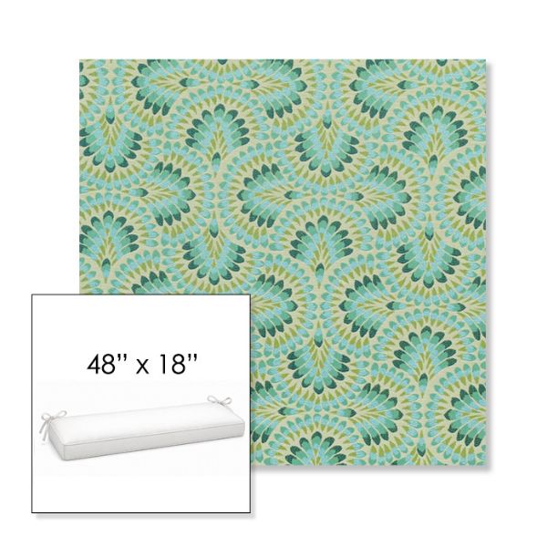 Picture of Plume Peacock | Sunbrella® 48" x 18" Outdoor Bench Cushion