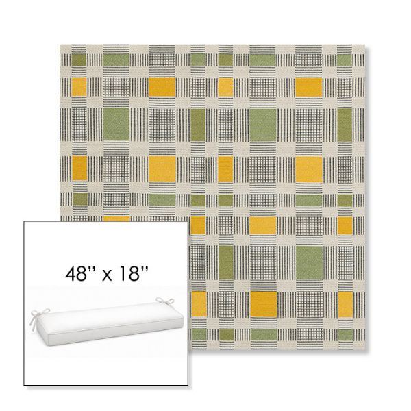 Picture of Rubix Lemon Lime | Sunbrella® 48" x 18" Outdoor Bench Cushion