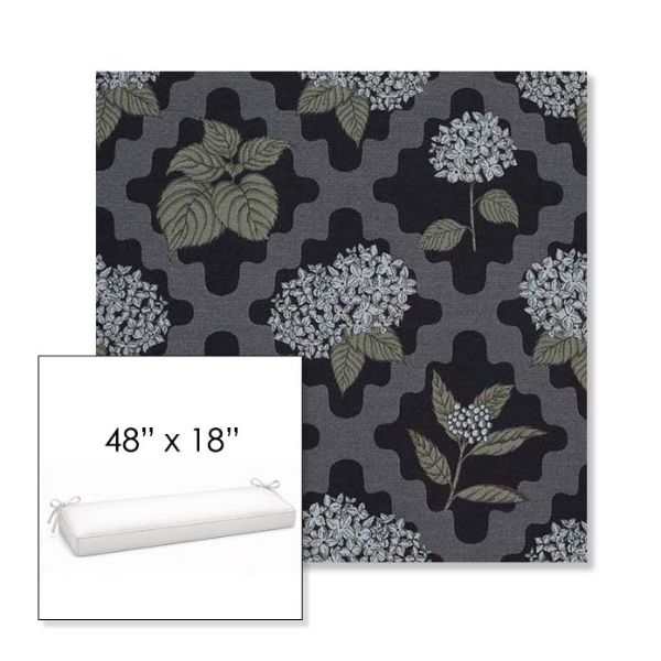 Picture of Trellis Morning Glory | Sunbrella® 48" x 18" Outdoor Bench Cushion
