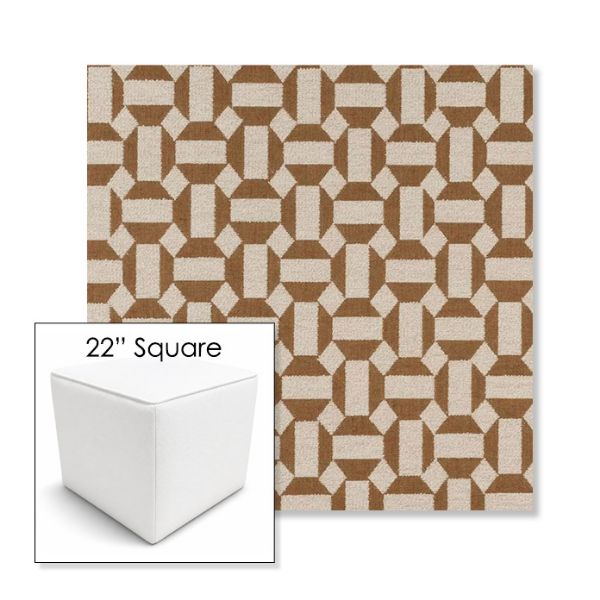 Picture of Assemble Teak | 22" Square Outdoor Pouf or Ottoman | Sunbrella Fabrics