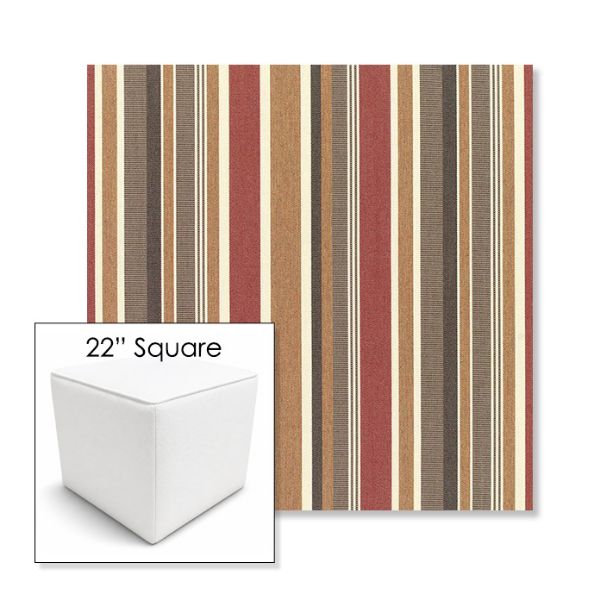 Picture of Brannon Redwood | 22" Square Outdoor Pouf or Ottoman | Sunbrella Fabrics