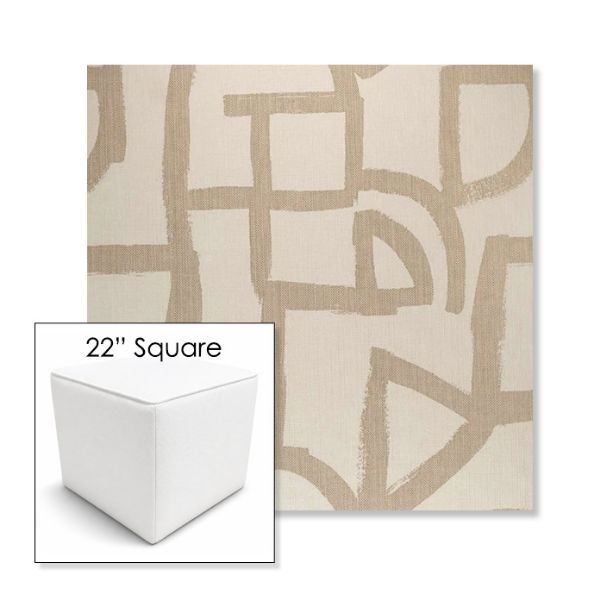 Picture of Brushstroke Stucco | 22" Square Outdoor Pouf or Ottoman | Sunbrella Fabrics