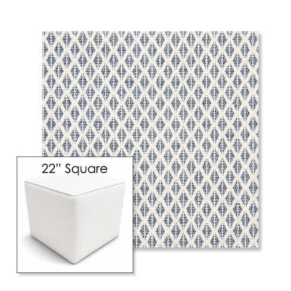 Picture of Detail Denim | 22" Square Outdoor Pouf or Ottoman | Sunbrella Fabrics