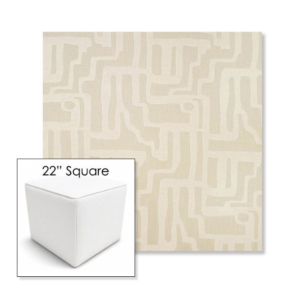 Picture of Escher Alabaster | 22" Square Outdoor Pouf or Ottoman | Sunbrella Fabrics