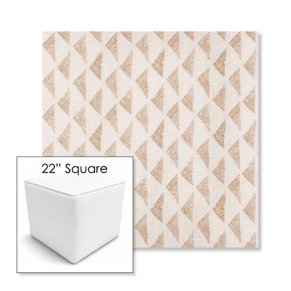 Picture of Etched Angles Congnac | 22" Square Outdoor Pouf or Ottoman | Sunbrella Fabrics