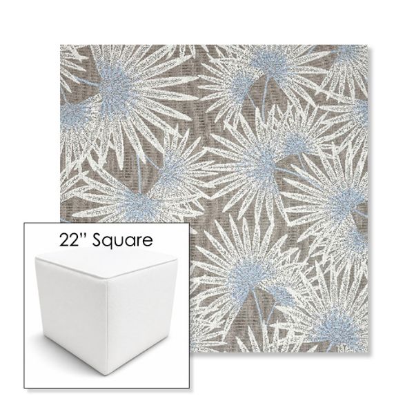 Picture of Etta Vapor | 22" Square Outdoor Pouf or Ottoman | Sunbrella Fabrics