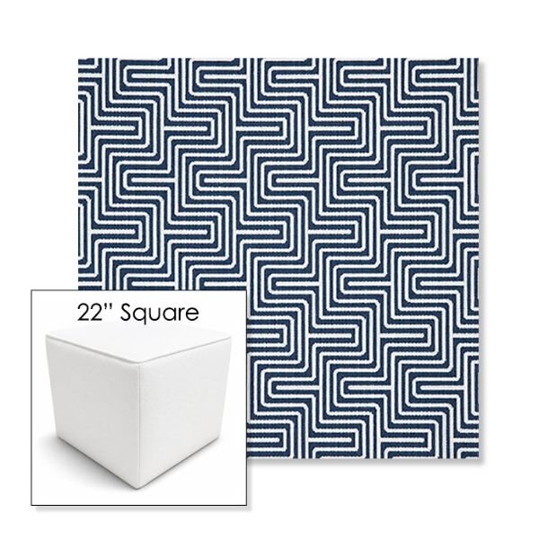 Picture of Figure Indigo | 22" Square Outdoor Pouf or Ottoman | Sunbrella Fabrics