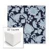 Picture of Floral Song Navy | 22" Square Outdoor Pouf or Ottoman | Sunbrella Fabrics