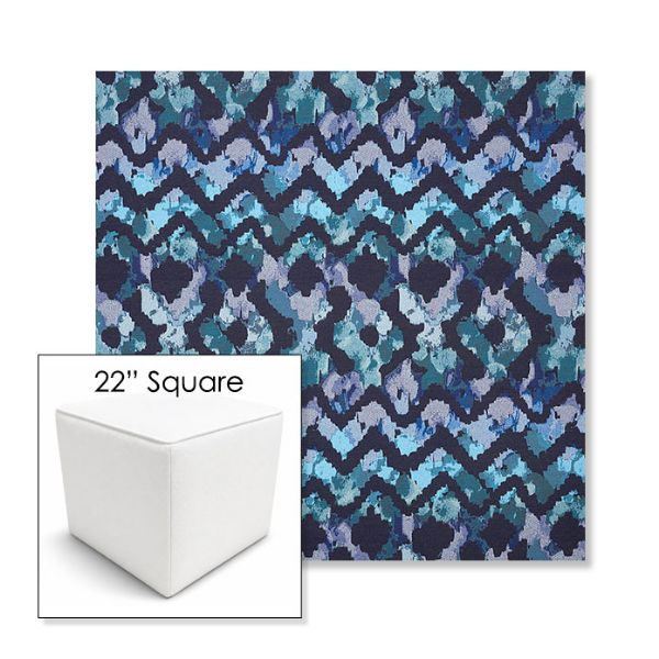 Picture of Inga Waterscape | 22" Square Outdoor Pouf or Ottoman | Sunbrella Fabrics