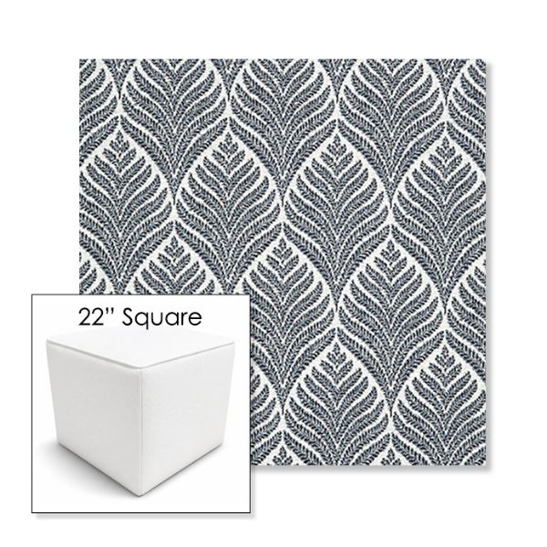 Picture of Linnaeus Indigo | 22" Square Outdoor Pouf or Ottoman | Sunbrella Fabrics