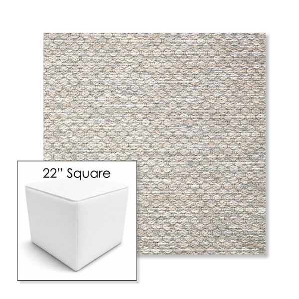 Picture of Litchfield Fog | 22" Square Outdoor Pouf or Ottoman | Sunbrella Fabrics
