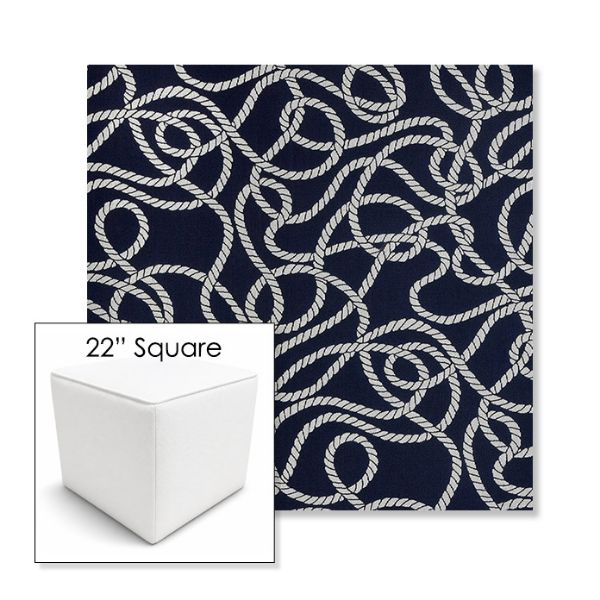 Picture of Maritime Nautical | 22" Square Outdoor Pouf or Ottoman | Sunbrella Fabrics