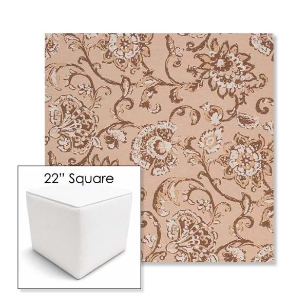 Picture of Martha Floral Dogwood | 22" Square Outdoor Pouf or Ottoman | Sunbrella Fabrics