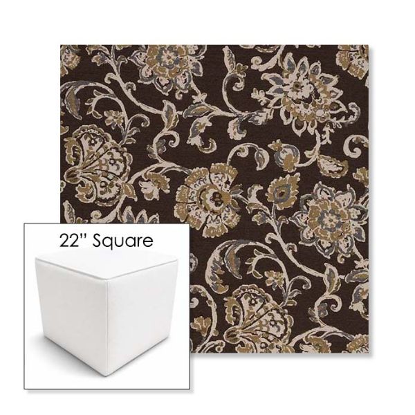 Picture of Martha Floral Garden Path | 22" Square Outdoor Pouf or Ottoman | Sunbrella Fabrics