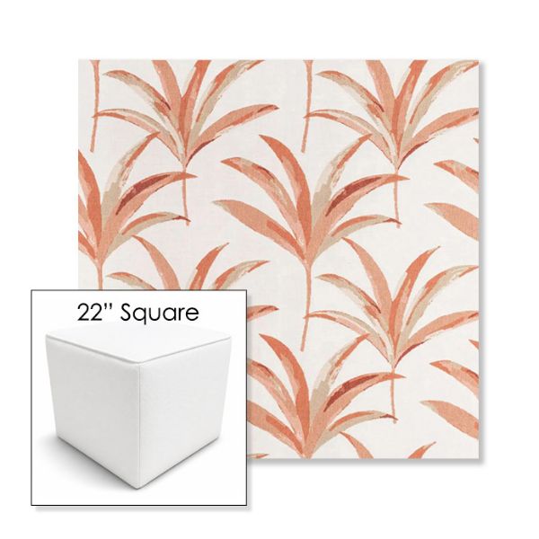 Picture of Martinique Mango | 22" Square Outdoor Pouf or Ottoman | Sunbrella Fabrics