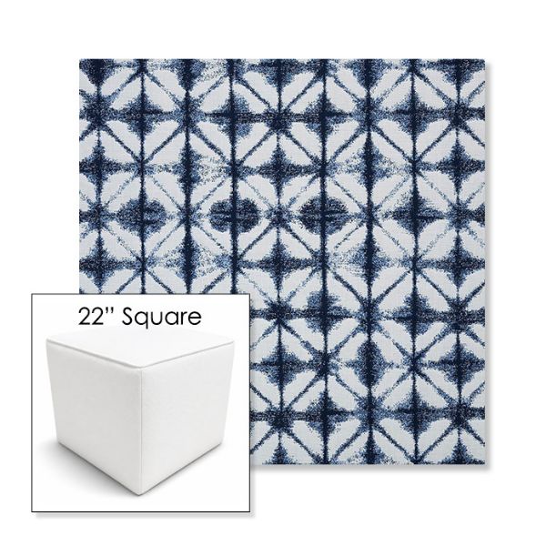 Picture of Midori Indigo | 22" Square Outdoor Pouf or Ottoman | Sunbrella Fabrics