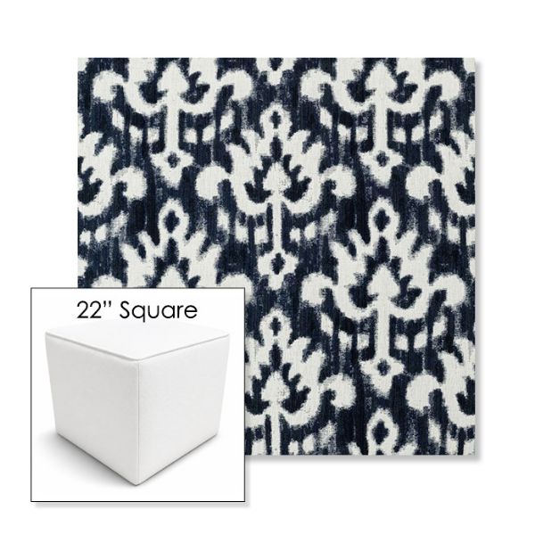 Picture of Patra Indigo | 22" Square Outdoor Pouf or Ottoman | Sunbrella Fabrics