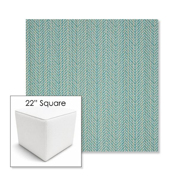 Picture of Posh Aqua | 22" Square Outdoor Pouf or Ottoman | Sunbrella Fabrics