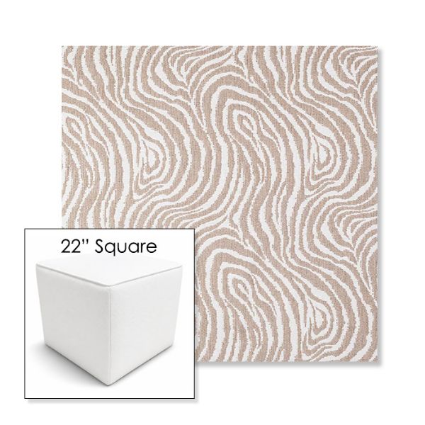 Picture of Rapids Camel | 22" Square Outdoor Pouf or Ottoman | Sunbrella Fabrics
