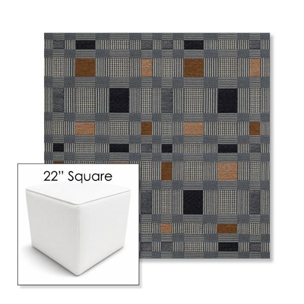 Picture of Rubix Vintage Denim | 22" Square Outdoor Pouf or Ottoman | Sunbrella Fabrics