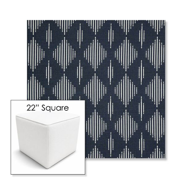 Picture of Spinner Diamond Midnight | 22" Square Outdoor Pouf or Ottoman | Sunbrella Fabrics
