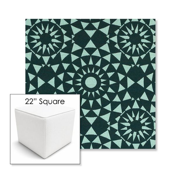 Picture of Sundial Seaweed | 22" Square Outdoor Pouf or Ottoman | Sunbrella Fabrics