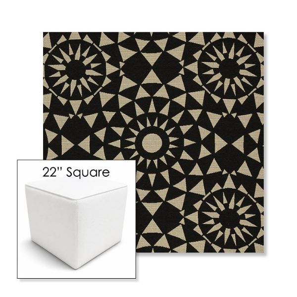 Picture of Sundial Starboard | 22" Square Outdoor Pouf or Ottoman | Sunbrella Fabrics