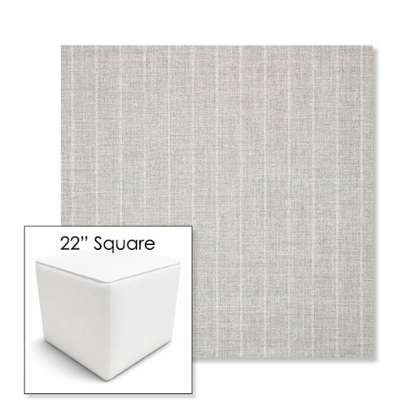 Picture of Ticking Fog | 22" Square Outdoor Pouf or Ottoman | Sunbrella Fabrics