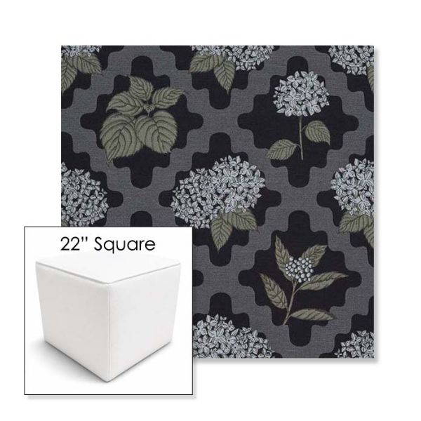 Picture of Trellis Morning Glory | 22" Square Outdoor Pouf or Ottoman | Sunbrella Fabrics