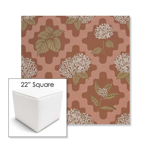Picture of Trellis Primrose | 22" Square Outdoor Pouf or Ottoman | Sunbrella Fabrics