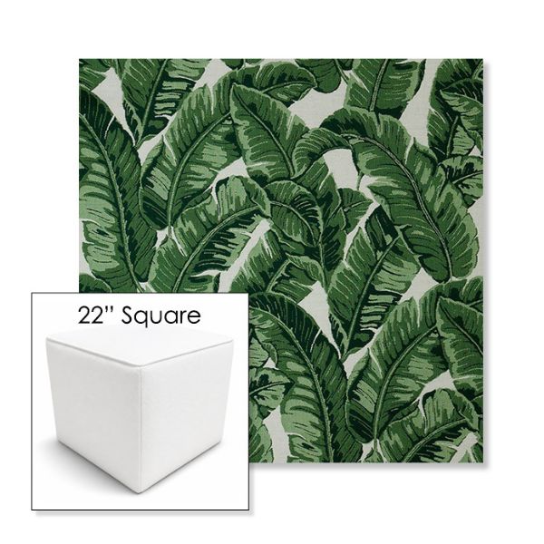 Picture of Tropics Jungle | 22" Square Outdoor Pouf or Ottoman | Sunbrella Fabrics