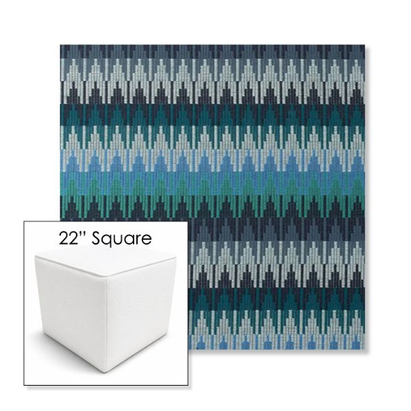 Picture of Valley Lagoon | 22" Square Outdoor Pouf or Ottoman | Sunbrella Fabrics