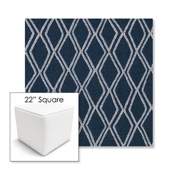 Picture of Voyage Indigo | 22" Square Outdoor Pouf or Ottoman | Sunbrella Fabrics
