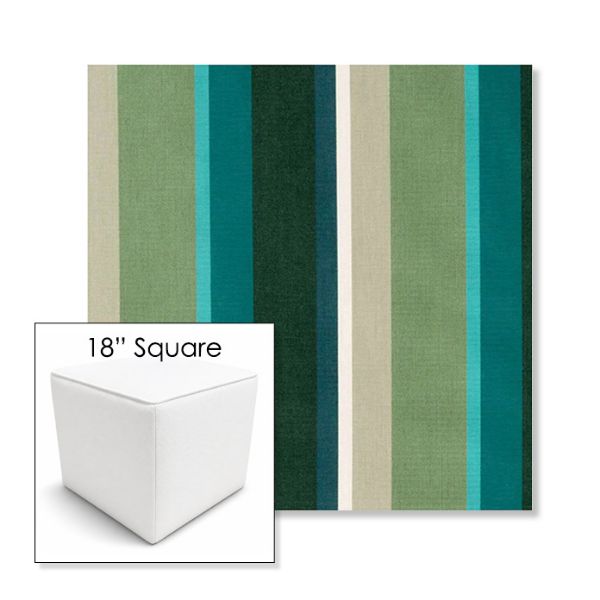 Picture of Beaming Lagoon | 18" Square Outdoor Pouf or Ottoman | Sunbrella Fabrics