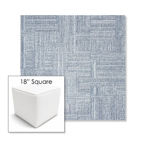 Picture of Boro Indigo | 18" Square Outdoor Pouf or Ottoman | Sunbrella Fabrics